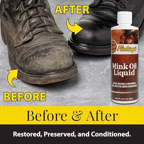Fiebing's Liquid Mink Oil for Leather Boots 8 oz | Waterproof Leather Conditioner & Cleaner thumbnail 4