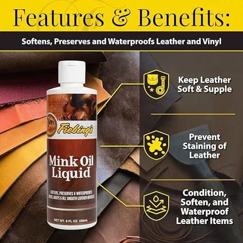 Fiebing's Liquid Mink Oil for Leather Boots 8 oz | Waterproof Leather Conditioner & Cleaner thumbnail 2