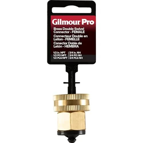 GILMOUR Pro Brass Double Female Hose Connector, Swivel Thread 1/2" NPT to 3/4" NH | Heavy-Duty Brass thumbnail 2