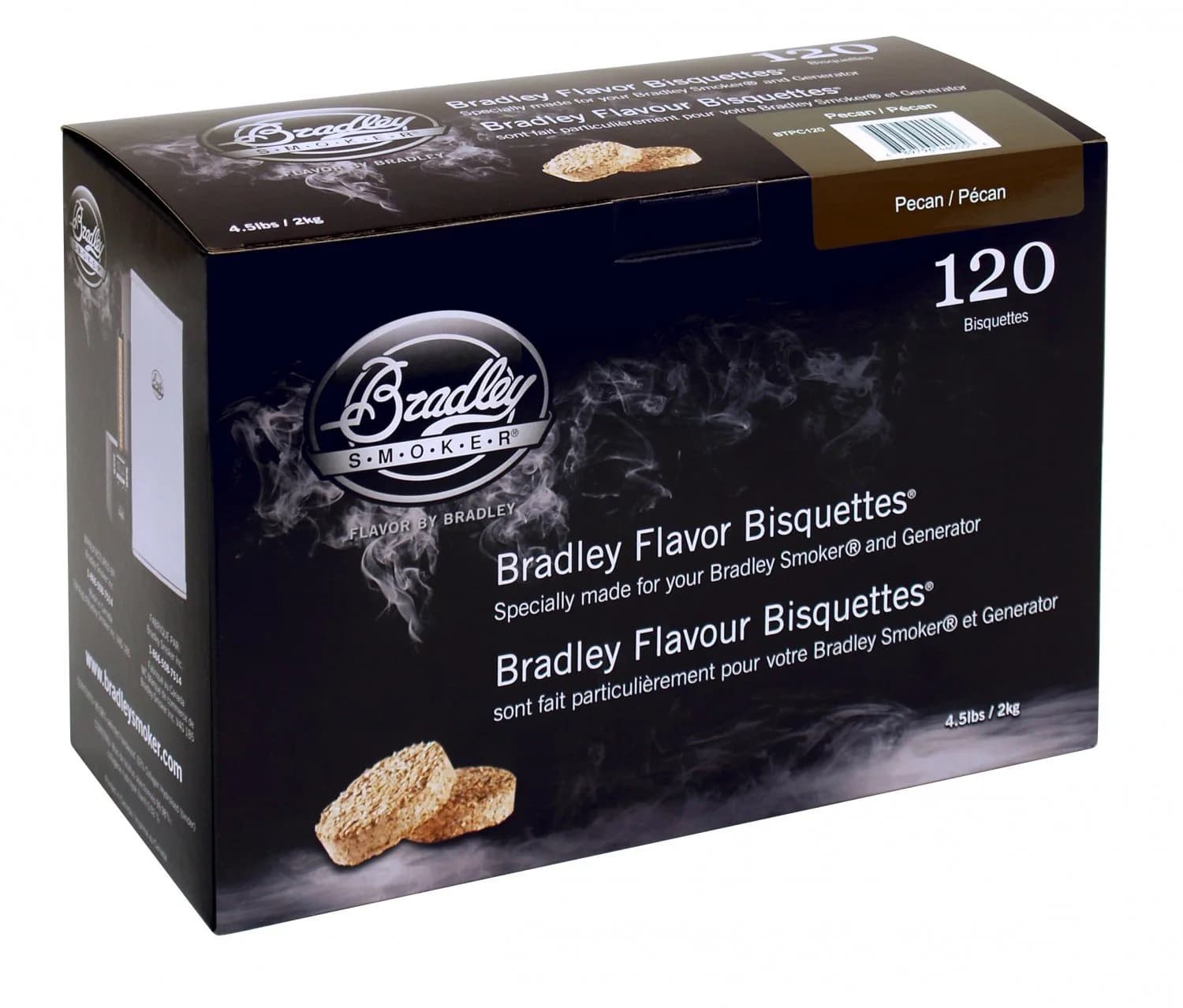 Bradley Smoker Bisquettes, Pecan Special Blend, 120 Pack | Authentic Hardwood Smoke Flavor