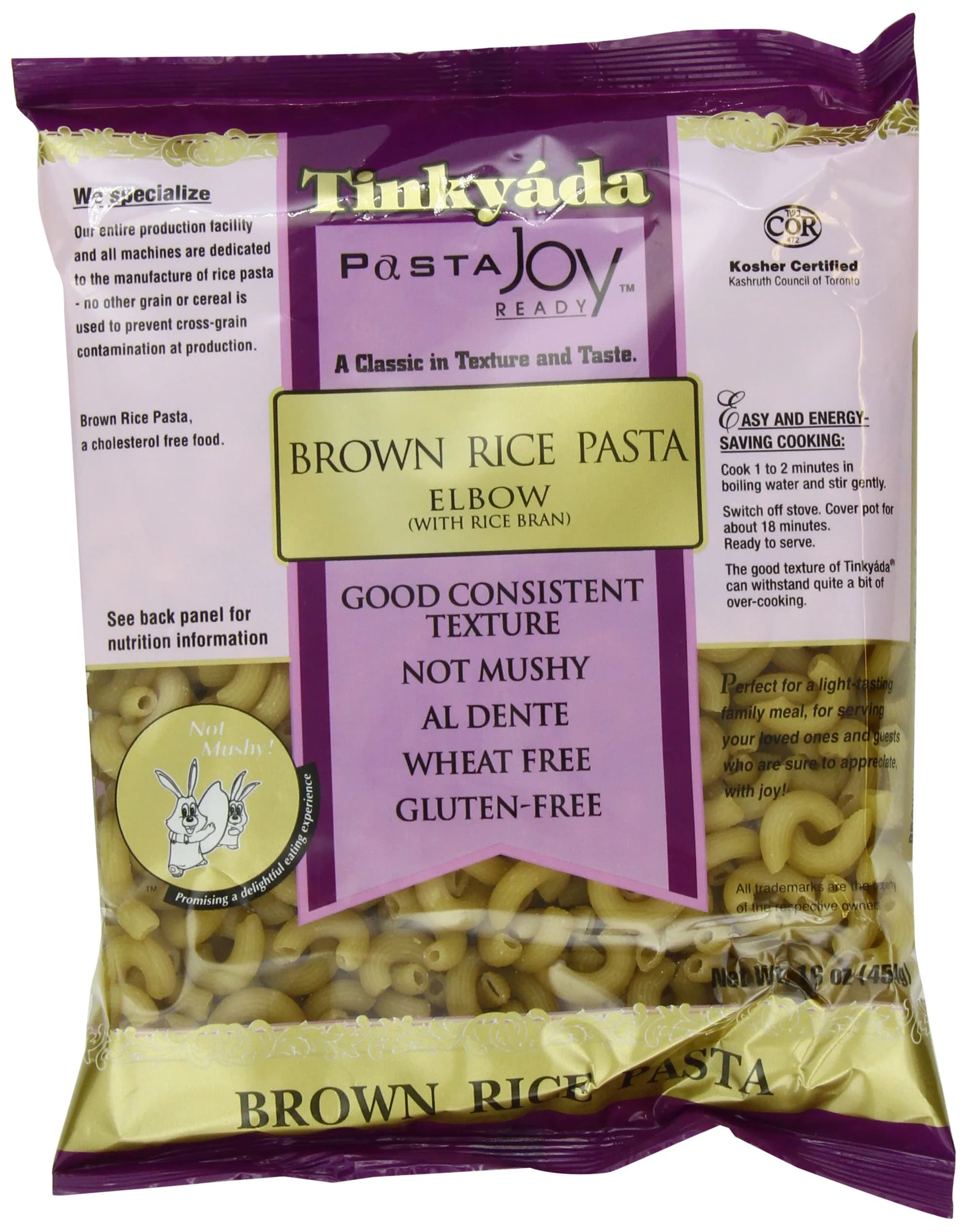 Tinkyada Brown Rice Pasta, Elbows, 16 Ounce (Pack of 12) | Gluten-Free Whole Grain Pasta - main product image