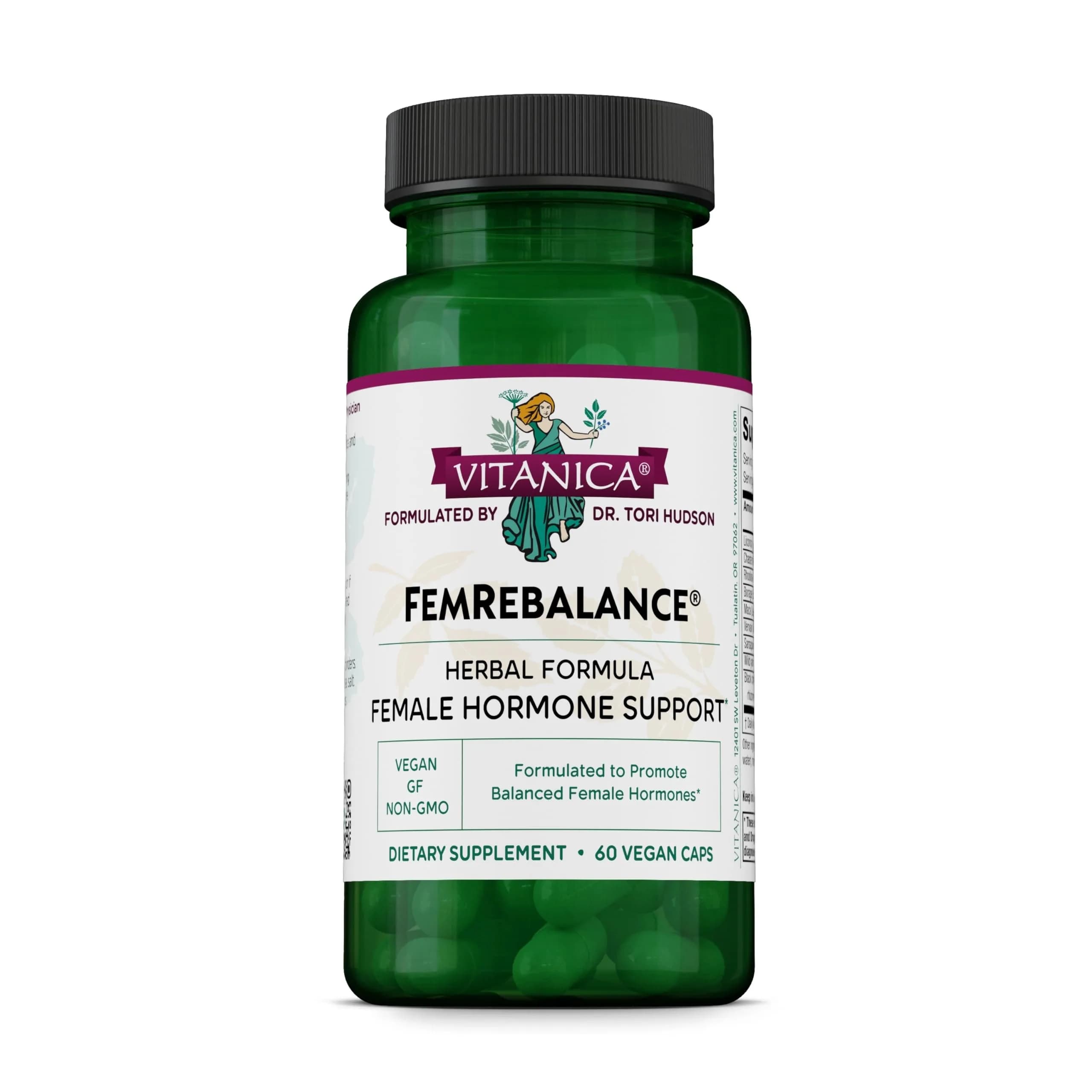 Vitanica FemRebalance, Hormone Balance Support, Vegan, 60 Capsules | Supports Female Hormonal Health Naturally
