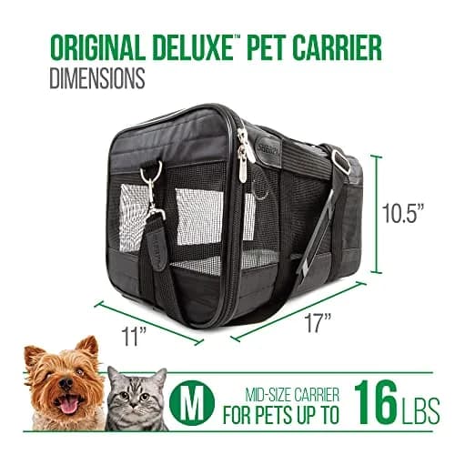 Sherpa Original Deluxe Travel Pet Carrier, Airline Approved & Guaranteed On Board - Black, Medium thumbnail 3
