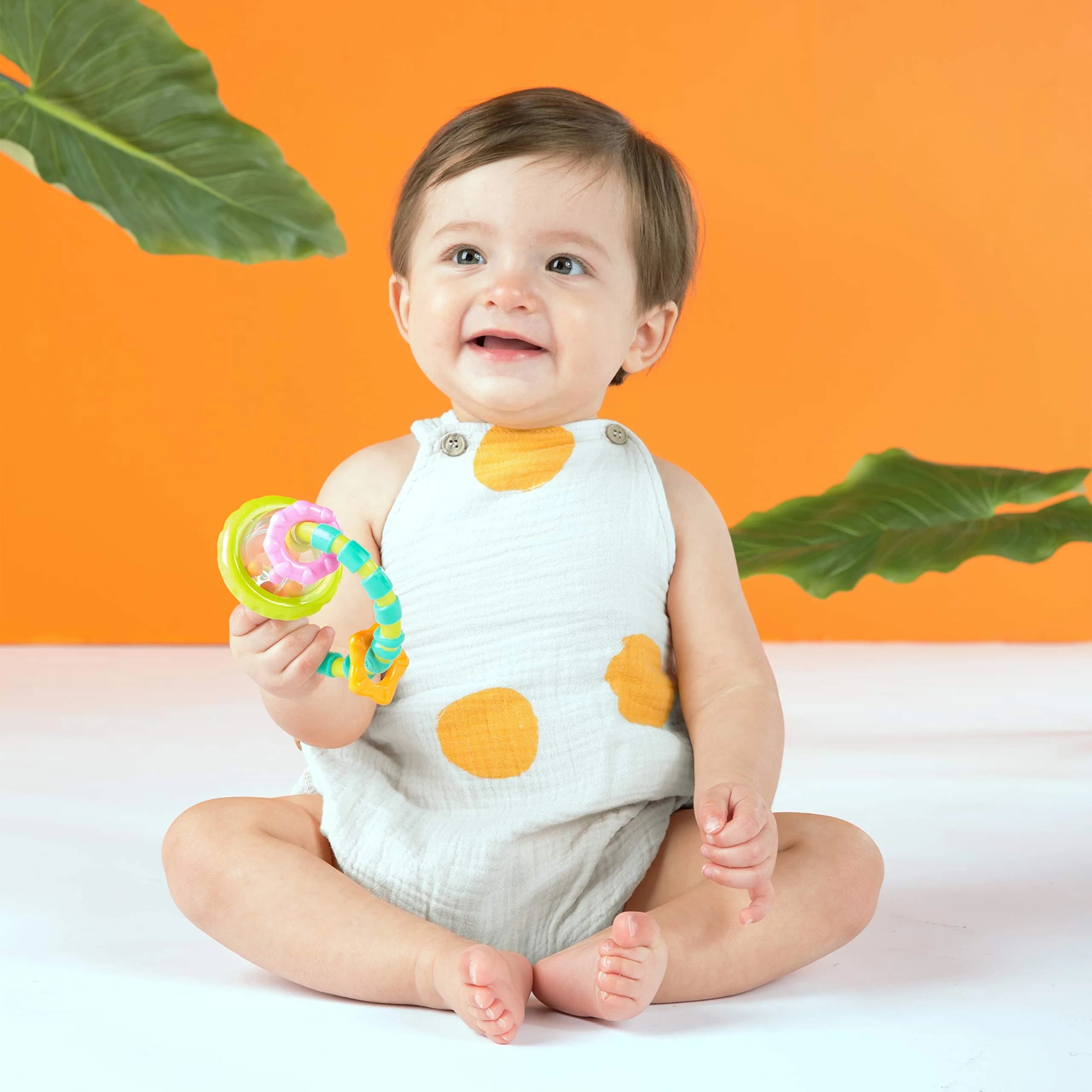 Bright Starts Little Shakers Grab & Spin Rattle - Engaging Baby Toy with Oball Technology for Newborns+ - view 2