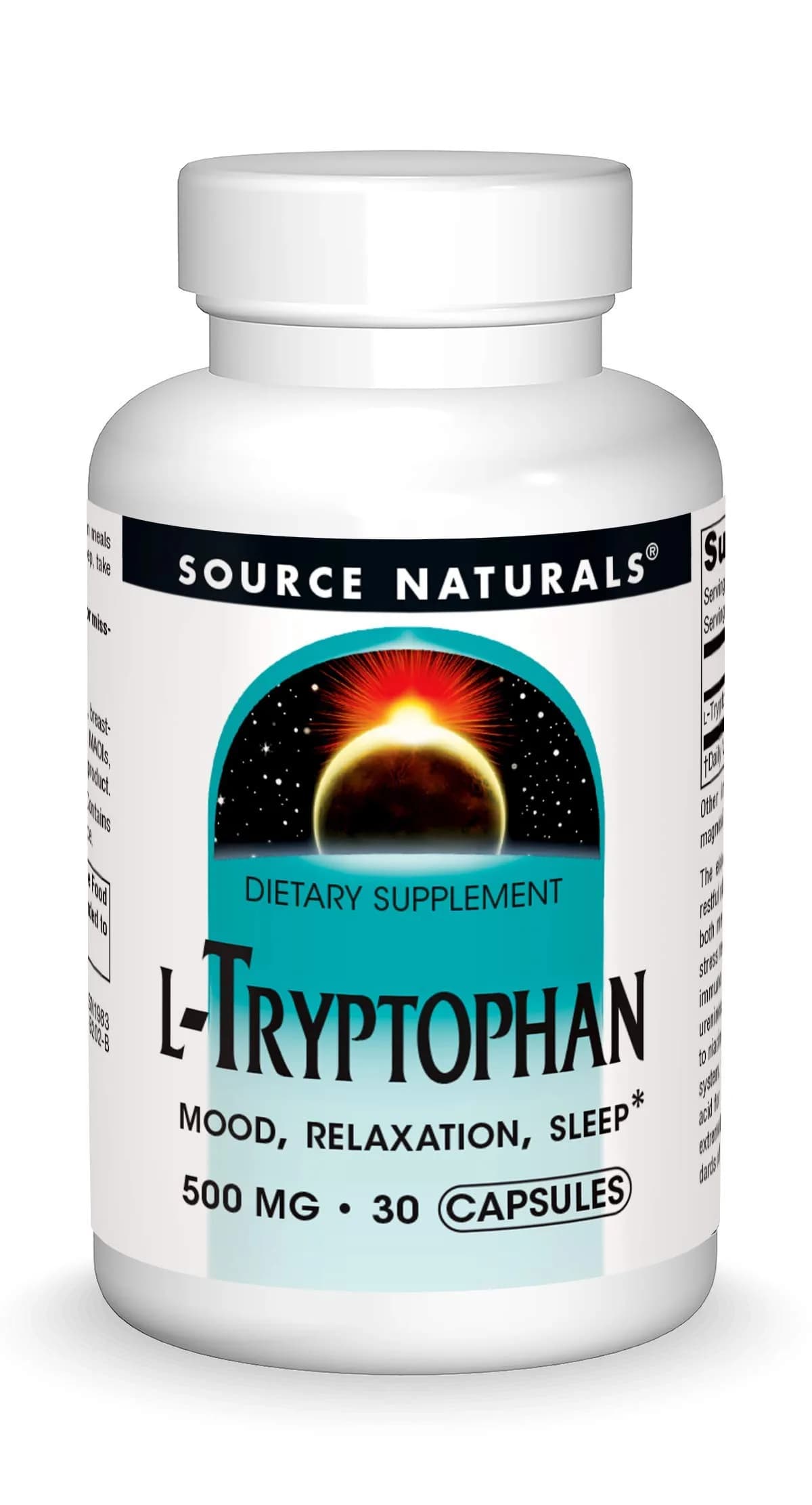 Source Naturals L-Tryptophan 500mg | Supports Restful Sleep & Mood (70-120 chars) — Capsule