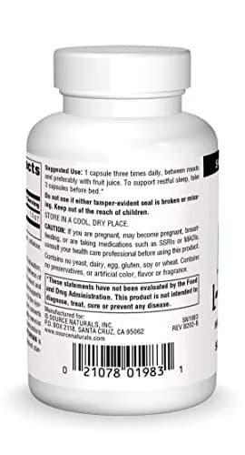 Source Naturals L-Tryptophan 500mg | Supports Restful Sleep & Mood (70-120 chars) thumbnail 2