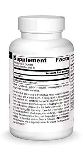 Source Naturals L-Tryptophan 500mg | Supports Restful Sleep & Mood (70-120 chars) thumbnail 3