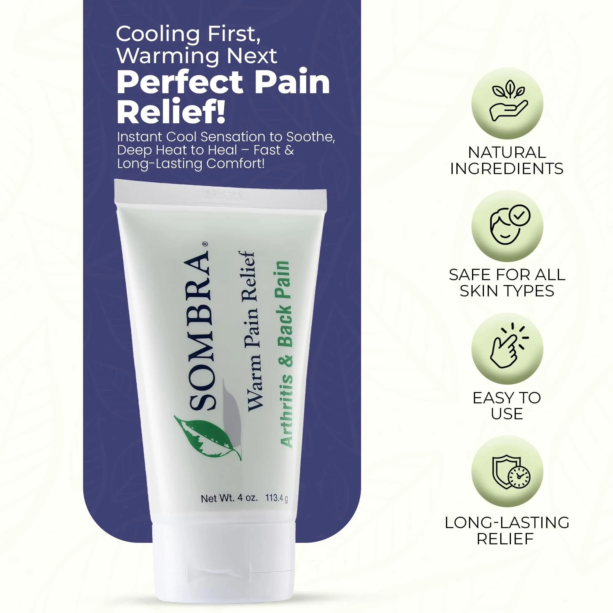 Sombra Warm Therapy Natural Pain Relieving Gel 118ml (4 Ounce) | Dual-Action Cooling & Warming Formula for Muscle & Joint Pain - view 3