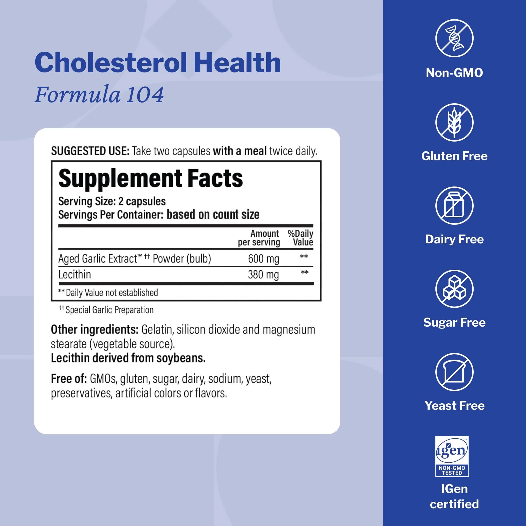 Kyolic Aged Garlic Extract Cholesterol Health Formula 104, 300 Capsules | Supports Healthy Cholesterol Levels - view 3