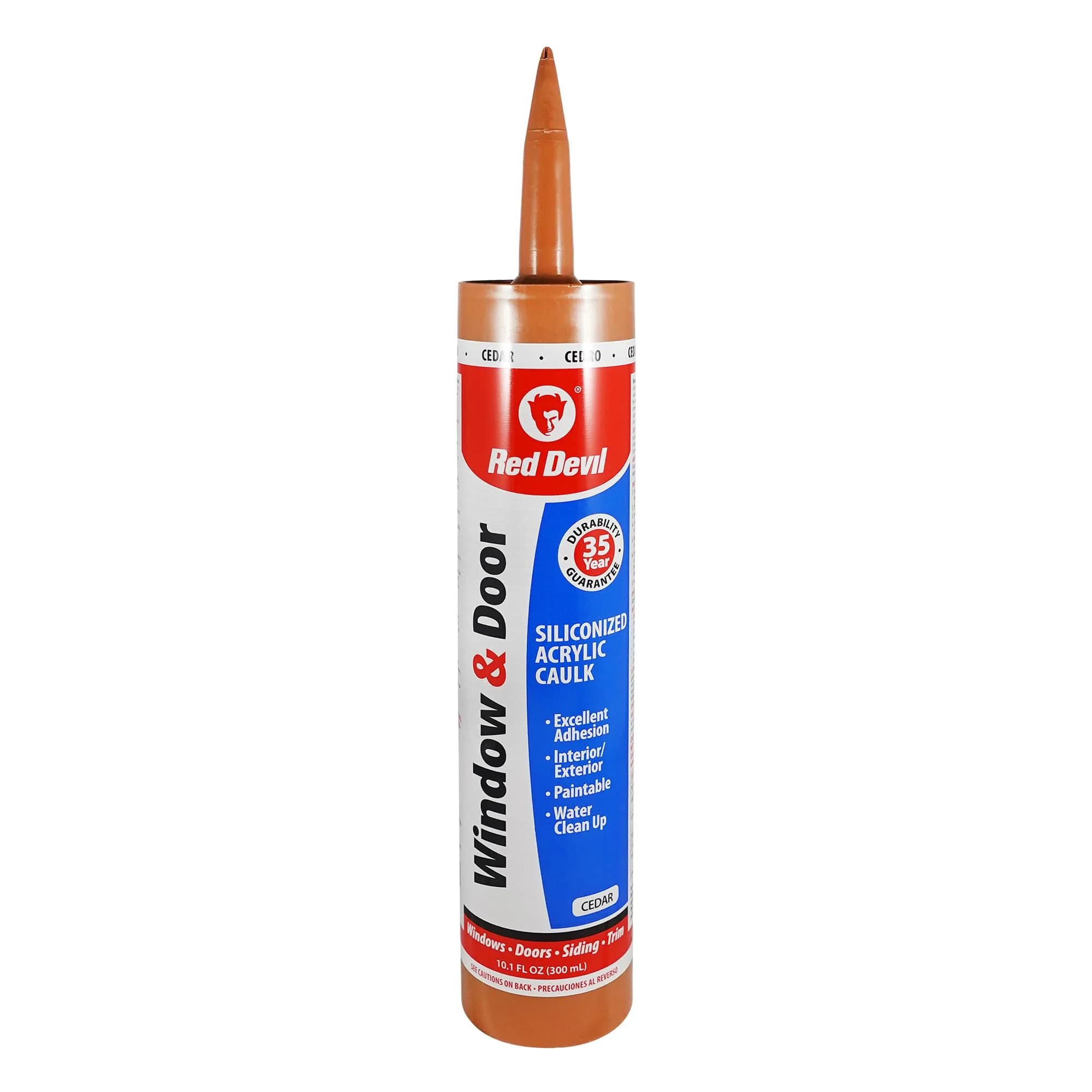 Red Devil 084630 Window & Door Silicon Acrylic Caulk 298ml (10.1 oz) | Energy Efficient Sealing - main product image