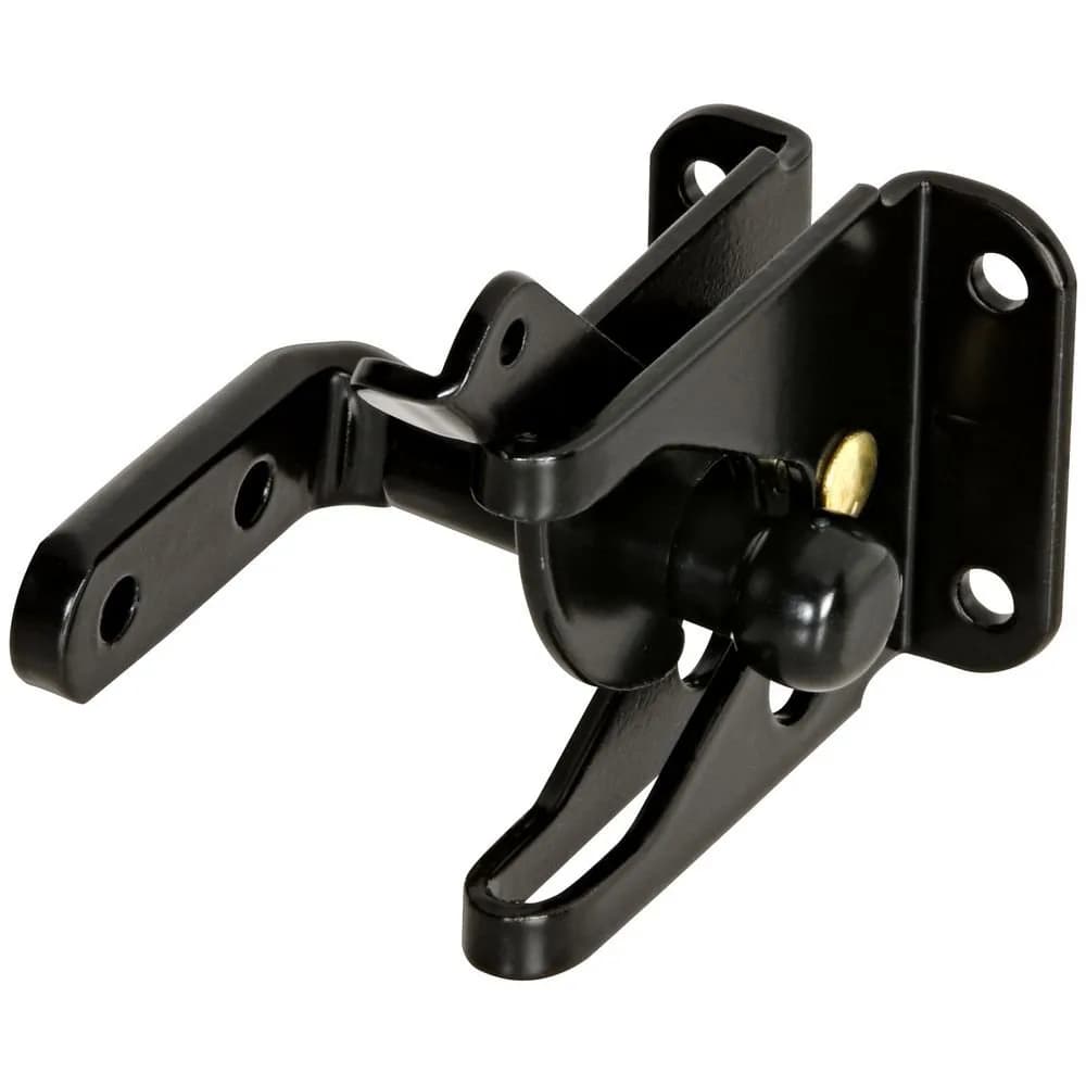 National Hardware N101-352 Automatic Gate Latch 2 Pack | Zinc Plated Alloy Steel for Out-Swing Gates — Black