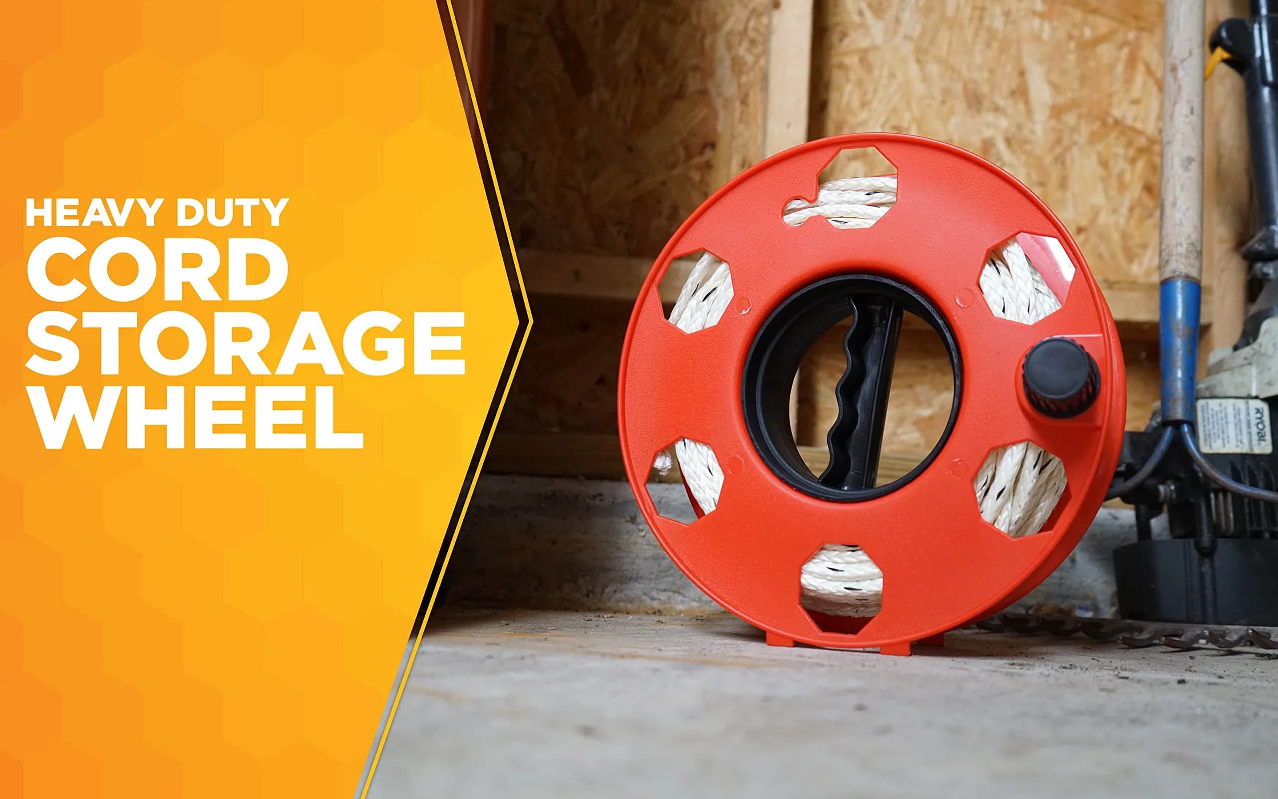 Woods Heavy Duty Cord Storage Wheel 30.48 cm (12 in) | Holds 125ft Extension Cords, Rope, Hose - view 2