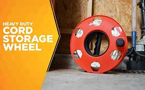 Woods Heavy Duty Cord Storage Wheel 30.48 cm (12 in) | Holds 125ft Extension Cords, Rope, Hose thumbnail 2