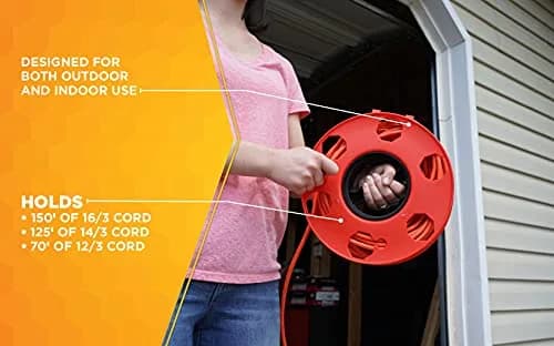 Woods Heavy Duty Cord Storage Wheel 30.48 cm (12 in) | Holds 125ft Extension Cords, Rope, Hose thumbnail 3