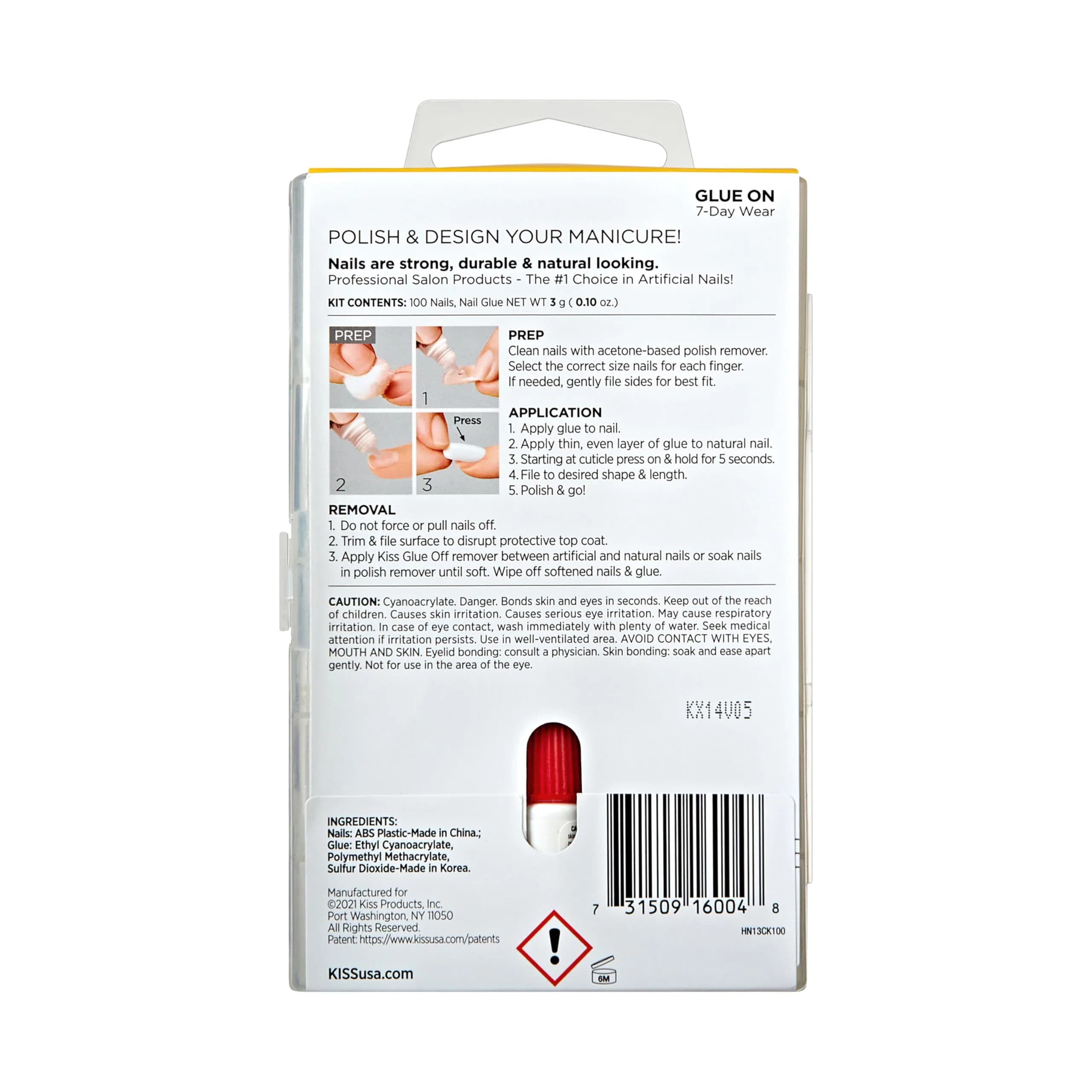 KISS 100 Full-Cover Nails Active Oval Medium Size | Professional Quality Press-On Nails with Glue - view 5