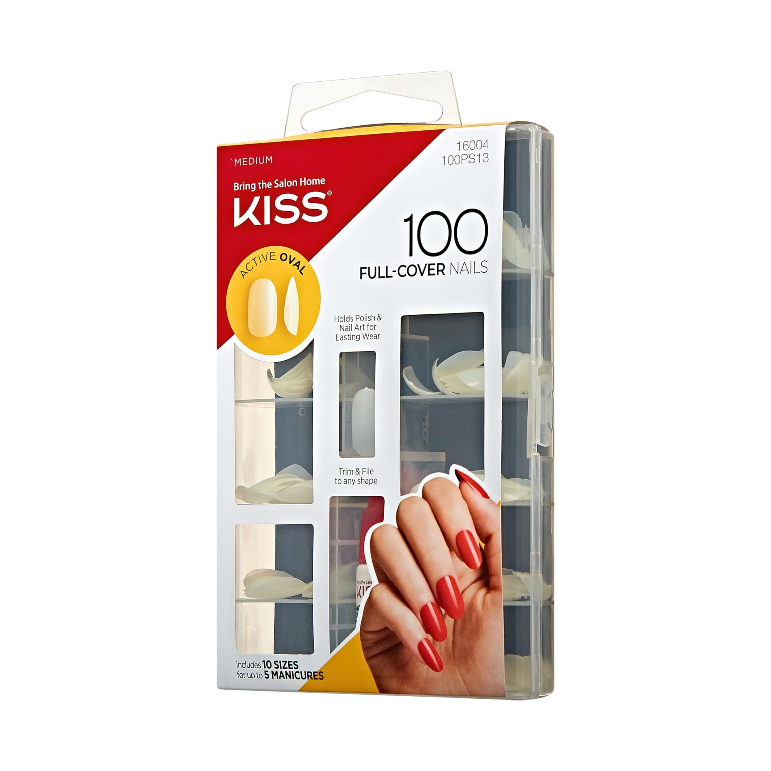 KISS 100 Full-Cover Nails Active Oval Medium Size | Professional Quality Press-On Nails with Glue - view 6