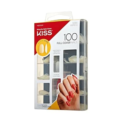 KISS 100 Full-Cover Nails Active Oval Medium Size | Professional Quality Press-On Nails with Glue thumbnail 6