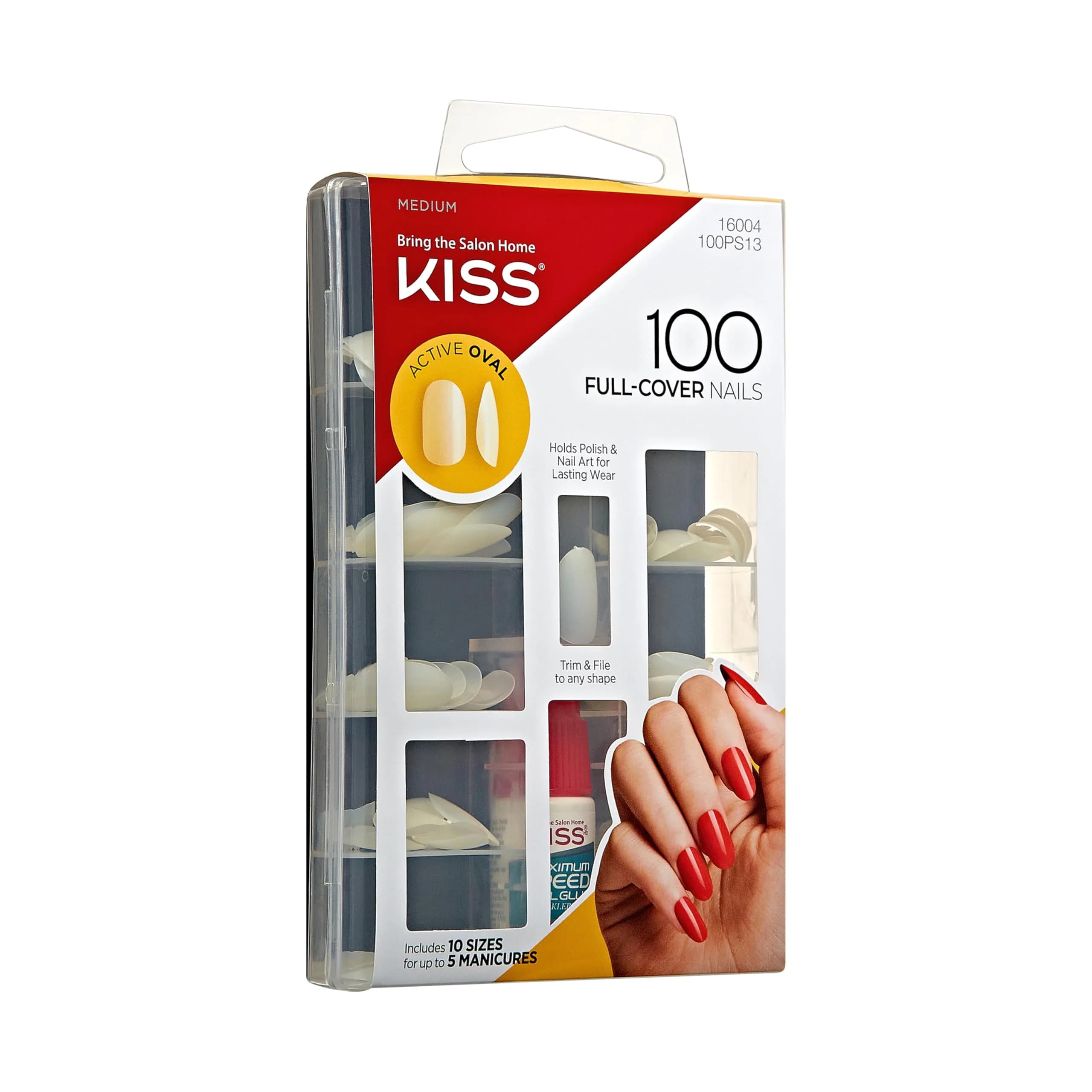 KISS 100 Full-Cover Nails Active Oval Medium Size | Professional Quality Press-On Nails with Glue - view 7