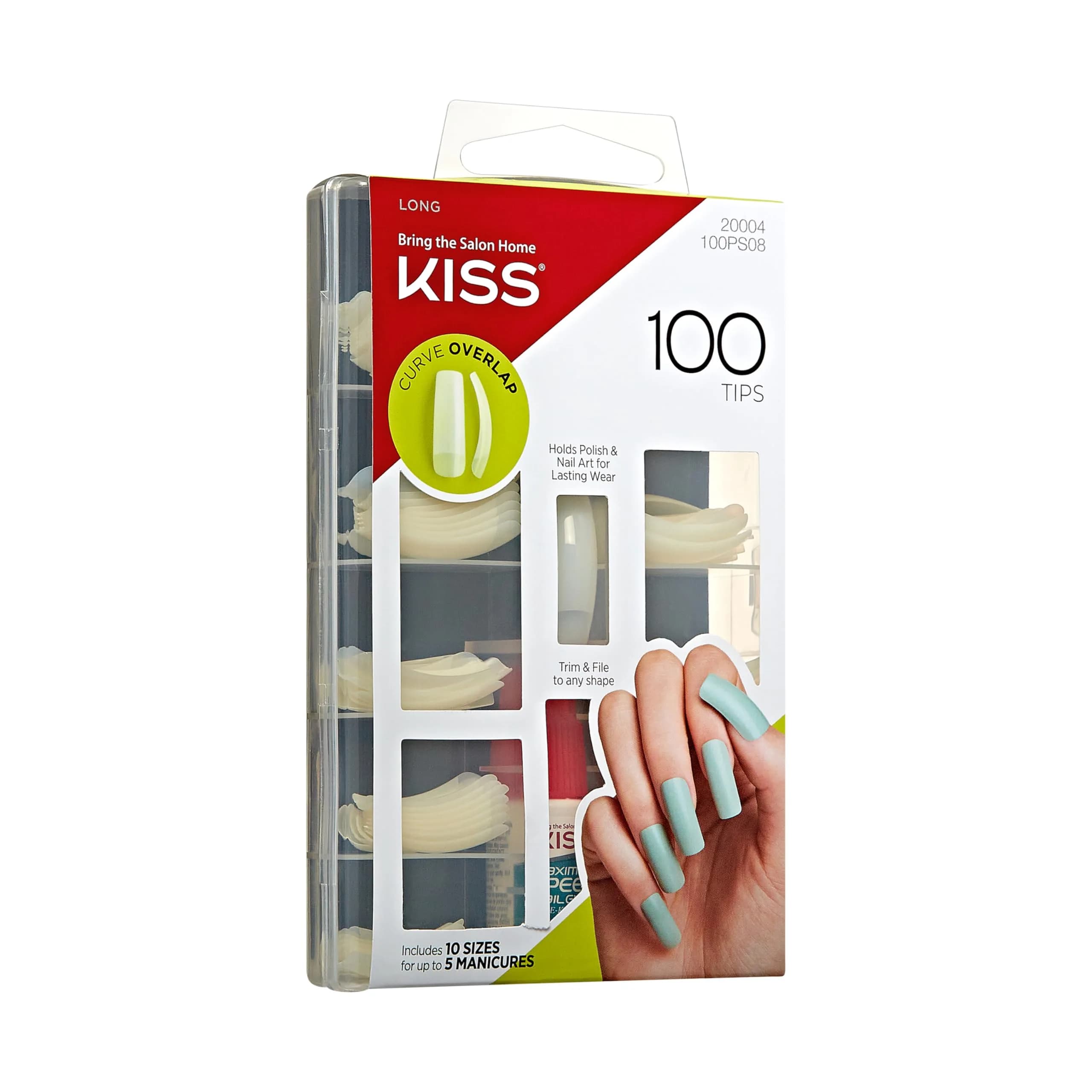 KISS 100 Tips Curve Overlap Style False Press On Nail Kit - Long Length | 100 Count (Pack of 1) - view 6