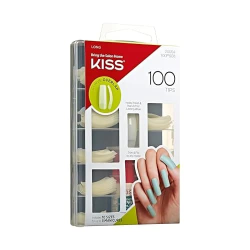 KISS 100 Tips Curve Overlap Style False Press On Nail Kit - Long Length | 100 Count (Pack of 1) thumbnail 6