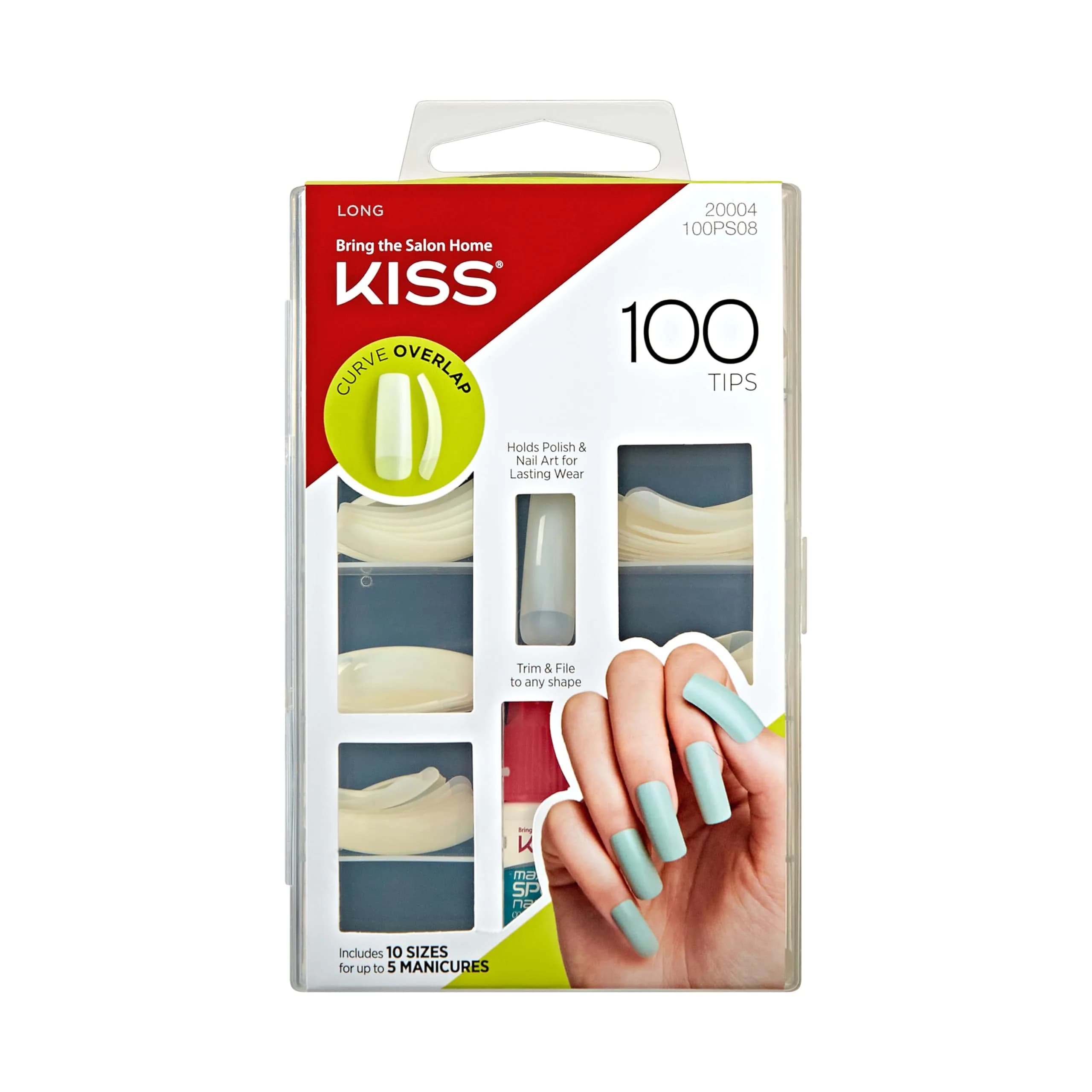 KISS 100 Tips Curve Overlap Style False Press On Nail Kit - Long Length | 100 Count (Pack of 1) - view 2