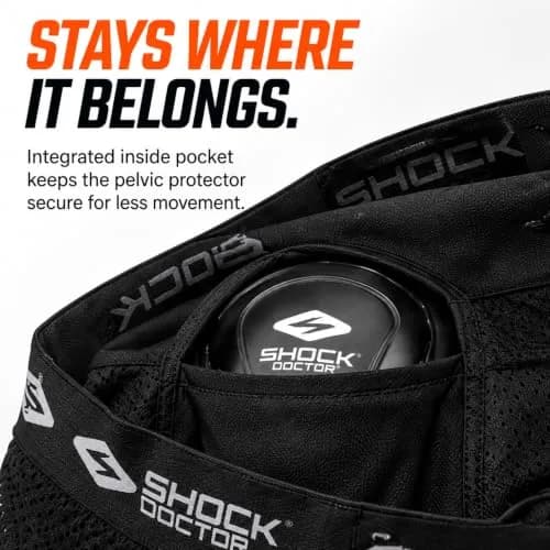Shock Doctor Women's Core Loose Hockey Shorts with Pelvic Protector Included for Adult Women Black | Ventilated Support thumbnail 3
