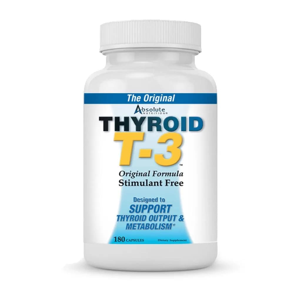 Absolute Nutrition Thyroid T-3 Support Capsules 180 | Supports Healthy Thyroid Function — Off White