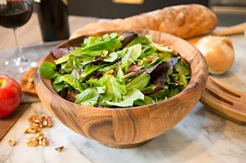 Ironwood Gourmet Acacia Wood Salad Bowl, Large 30.48cm (12") x 13.97cm (5.5") Salinas Fruit & Salad Bowl | Handcrafted Natural Wood Centerpiece thumbnail 2