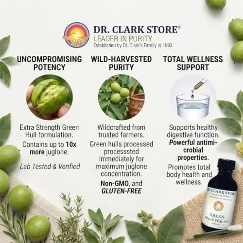Dr Clark Store Green Black Walnut Hull Tincture 60ml (2 Fl Oz) | Supports Intestinal Microbial Balance thumbnail 7