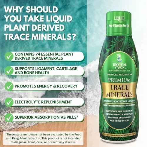 Tropical Oasis 16 oz Nutritional Supplement | 74 Organic Plant-Based Trace Minerals, Up to 96% Absorption thumbnail 4