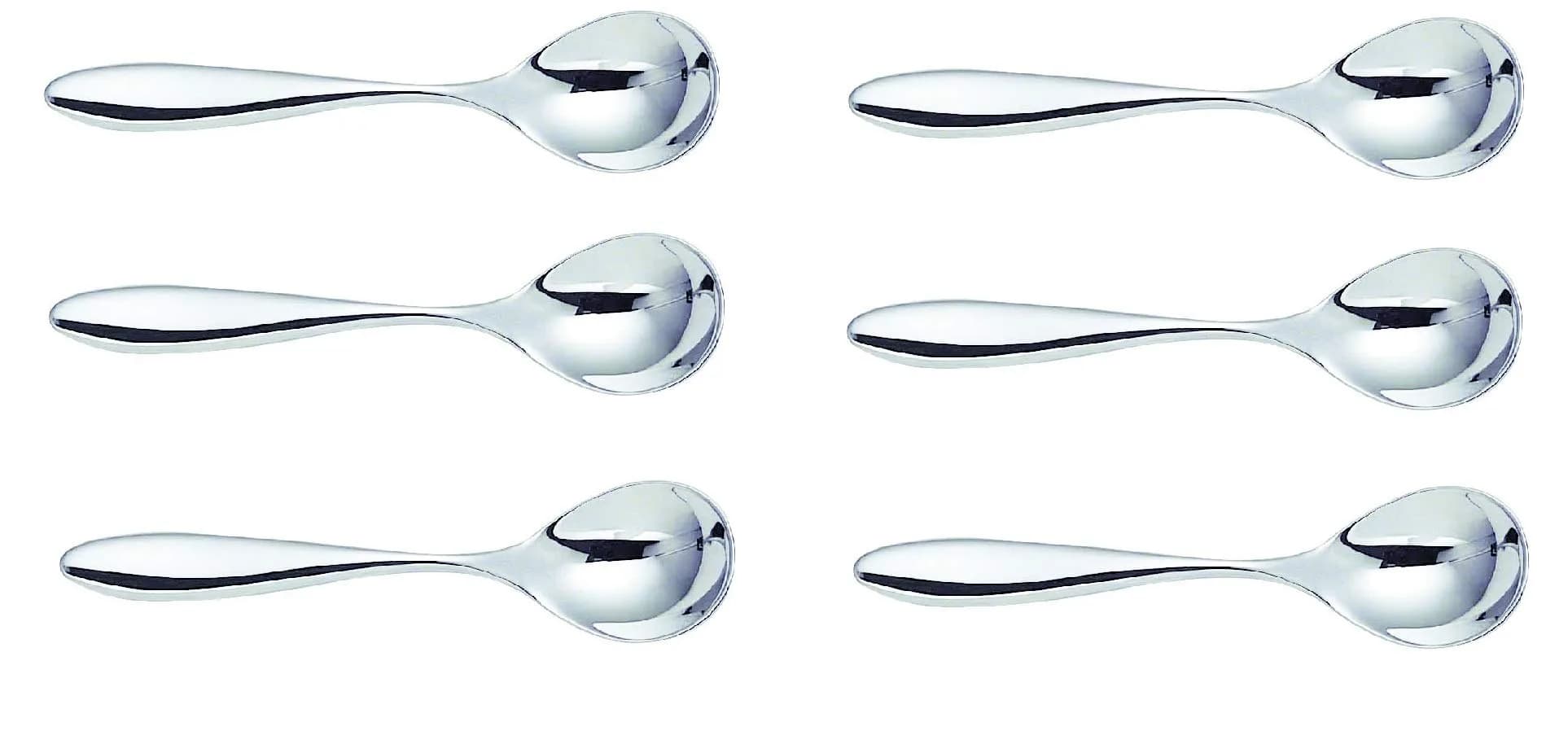 Alessi Mami Tea Spoon Set of 6 | Silver, Mirror Polished, Dishwasher Safe