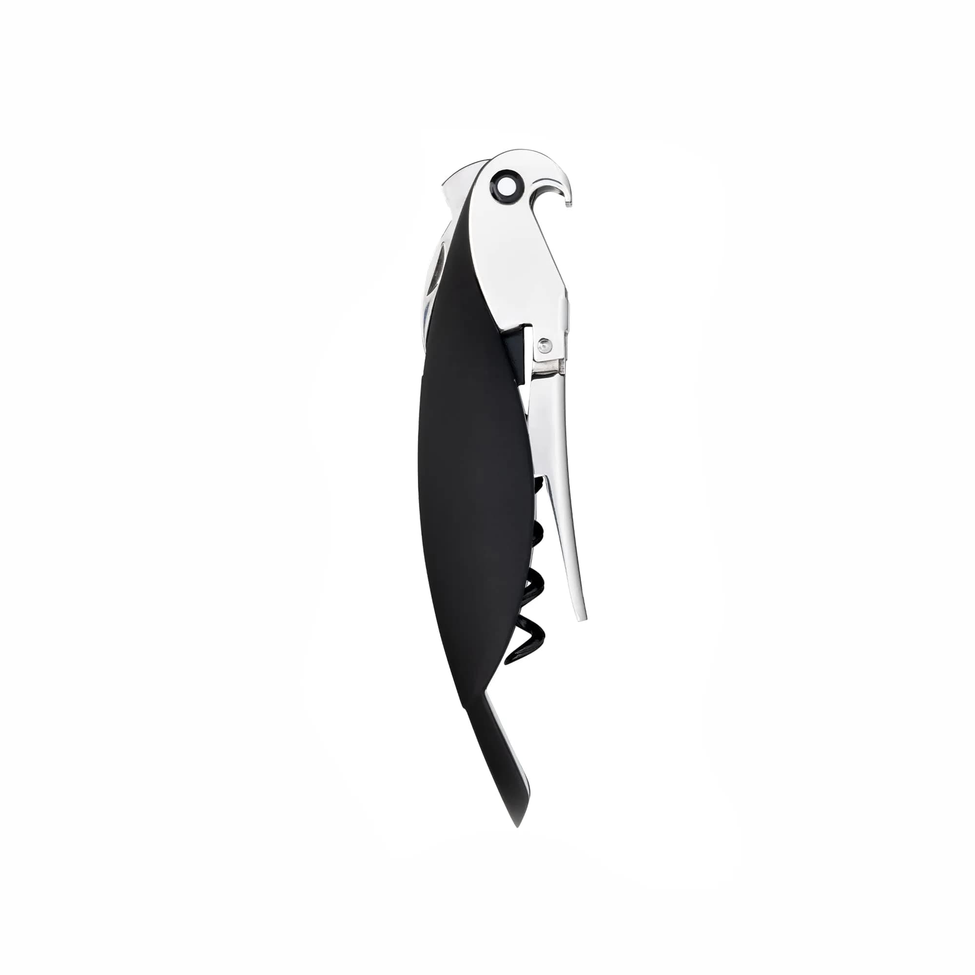 Alessi Parrot Sommelier Corkscrew Black | Designer Alessandro Mendini Cast Aluminum & PC - main product image