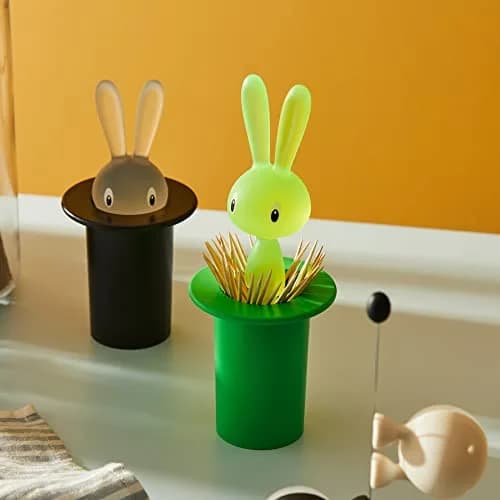 A di Alessi Magic Bunny Toothpick Holder, Green | Fun Design for Tabletop thumbnail 5