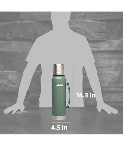 Stanley Heritage Classic Vacuum Bottle 1.1 qt Hammertone Green | Leakproof Lid, Built-in Cup thumbnail 3