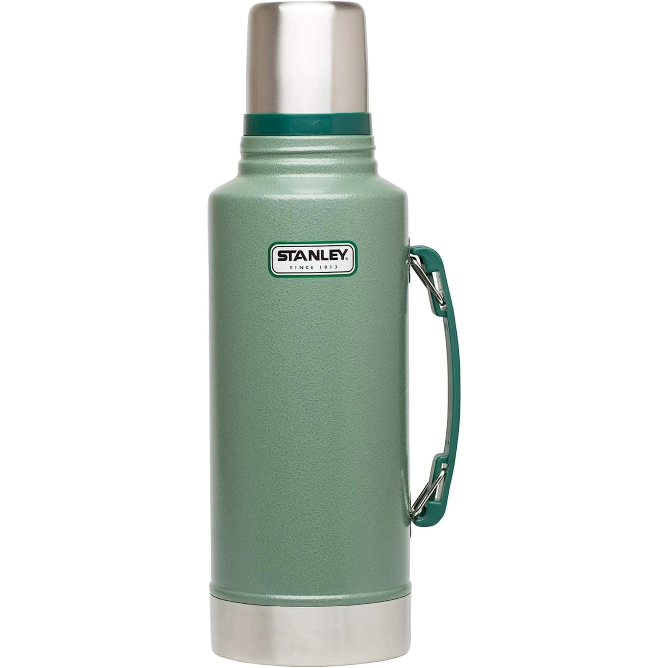 Stanley Heritage Classic Vacuum Bottle with Handle 2 qt (1.89 L) | Leakproof Cup Lid | Keep Drinks Hot or Cold for Travel | Insulated Stainless Steel Thermal Bottle | Hammertone Green - main product image