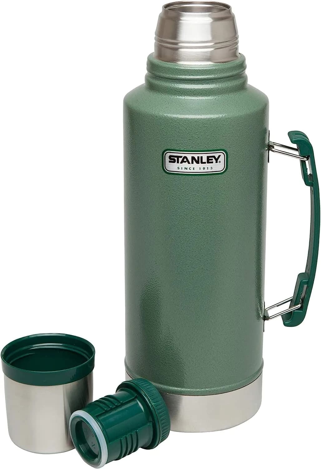Stanley Heritage Classic Vacuum Bottle with Handle 2 qt (1.89 L) | Leakproof Cup Lid | Keep Drinks Hot or Cold for Travel | Insulated Stainless Steel Thermal Bottle | Hammertone Green - view 2