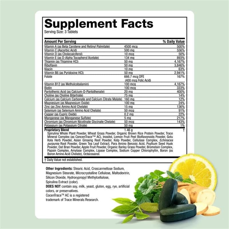 Life's Fortune Whole Food Multivitamin & Mineral Supplement for Men & Women | 60 Vegetarian Tablets | Energy, Immunity & Brain Support thumbnail 8