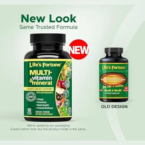 Life's Fortune Whole Food Multivitamin & Mineral Supplement for Men & Women | 60 Vegetarian Tablets | Energy, Immunity & Brain Support thumbnail 2