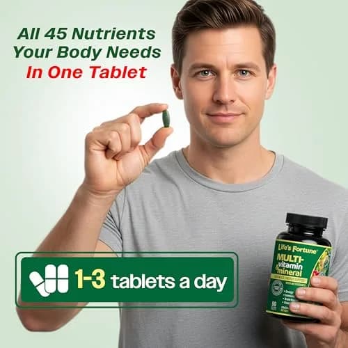 Life's Fortune Whole Food Multivitamin & Mineral Supplement for Men & Women – Energy Support Vitamins for Immune, Brain & Metabolism Support – Iron Free, 90 Vegetarian Tablets thumbnail 6