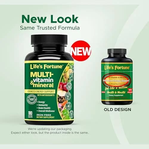 Life's Fortune Whole Food Multivitamin & Mineral Supplement for Men & Women – Energy Support Vitamins for Immune, Brain & Metabolism Support – Iron Free, 180 Vegetarian Tablets | Supports Daily Wellness & Vitality thumbnail 2