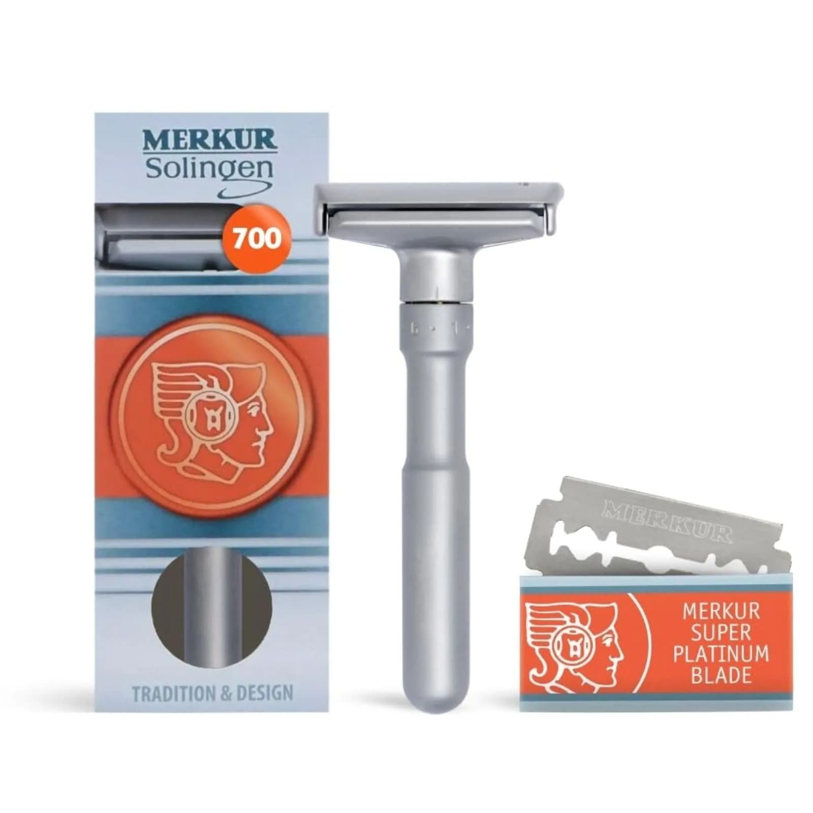 MERKUR FUTUR 700 Adjustable Double Edge Safety Razor - Matte Chrome, 13.5g (0.476 oz) | Precision German Engineering for a Custom Shave