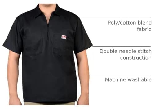 Ben Davis Solid Color SS Work Shirt Medium | Heavy Duty Poly/Polyester Workwear thumbnail 2