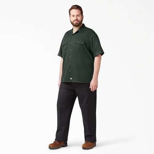 Dickies Men's Short-Sleeve Work Shirt, Hunter Green, Small | Moisture-Wicking Cotton-Poly Blend thumbnail 3