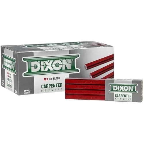 Dixon Woodcase Flat Carpenter's Pencil Medium Red Dozen | Long-Lasting, Smooth Black Marking (70-120 chars) thumbnail 2