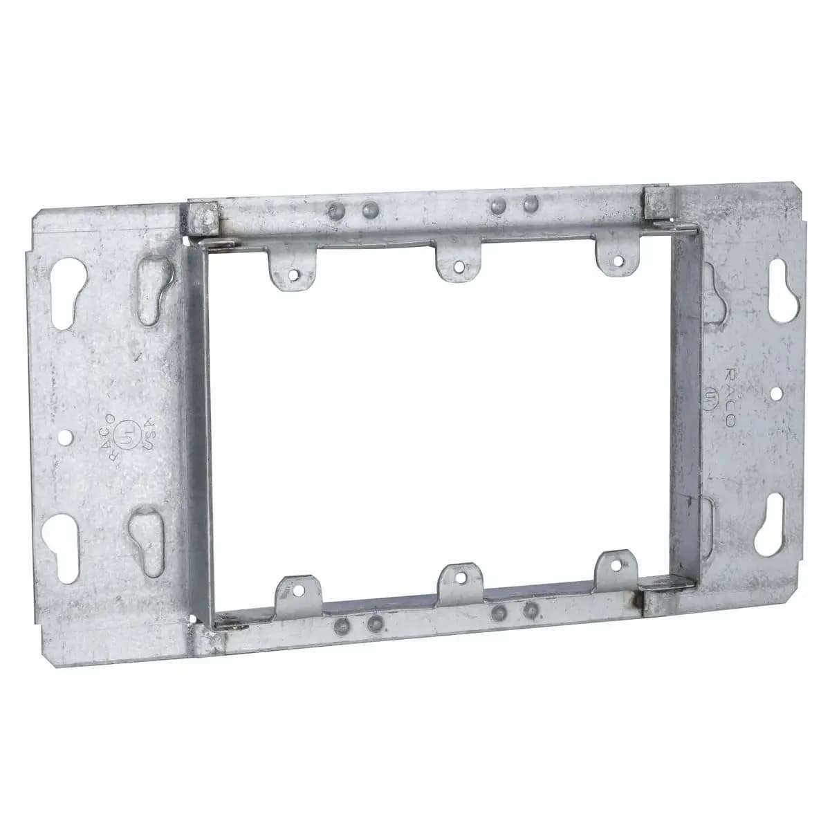 RACO 822 3/4-Inch Raised 4 Gang Welded Box Mud Ring | Commercial Wall Application Support — Gray