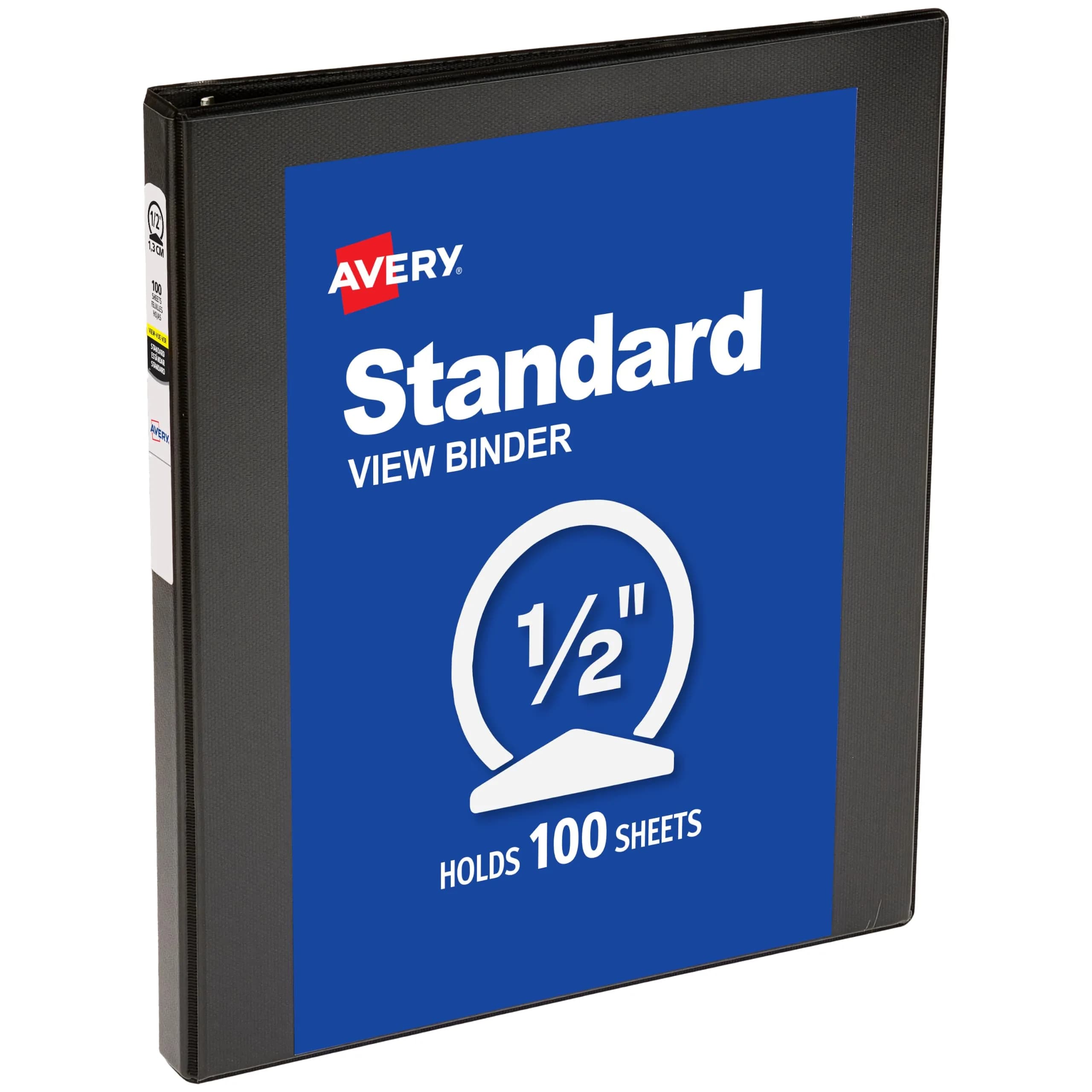 Avery Standard View 3 Ring Binder, 0.5 Inch Black Spine, 100-Sheet Capacity - main product image
