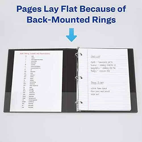Avery Standard View 3 Ring Binder, 0.5" Round Rings, 100-Sheet Capacity, 2.64 cm (0.7 Inch) Spine | Black, 1-Pack thumbnail 6