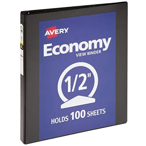 Avery Standard View 3 Ring Binder, 0.5" Round Rings, 100-Sheet Capacity, 2.64 cm (0.7 Inch) Spine | Black, 1-Pack thumbnail 1