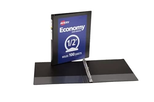 Avery Standard View 3 Ring Binder, 0.5" Round Rings, 100-Sheet Capacity, 2.64 cm (0.7 Inch) Spine | Black, 1-Pack thumbnail 7