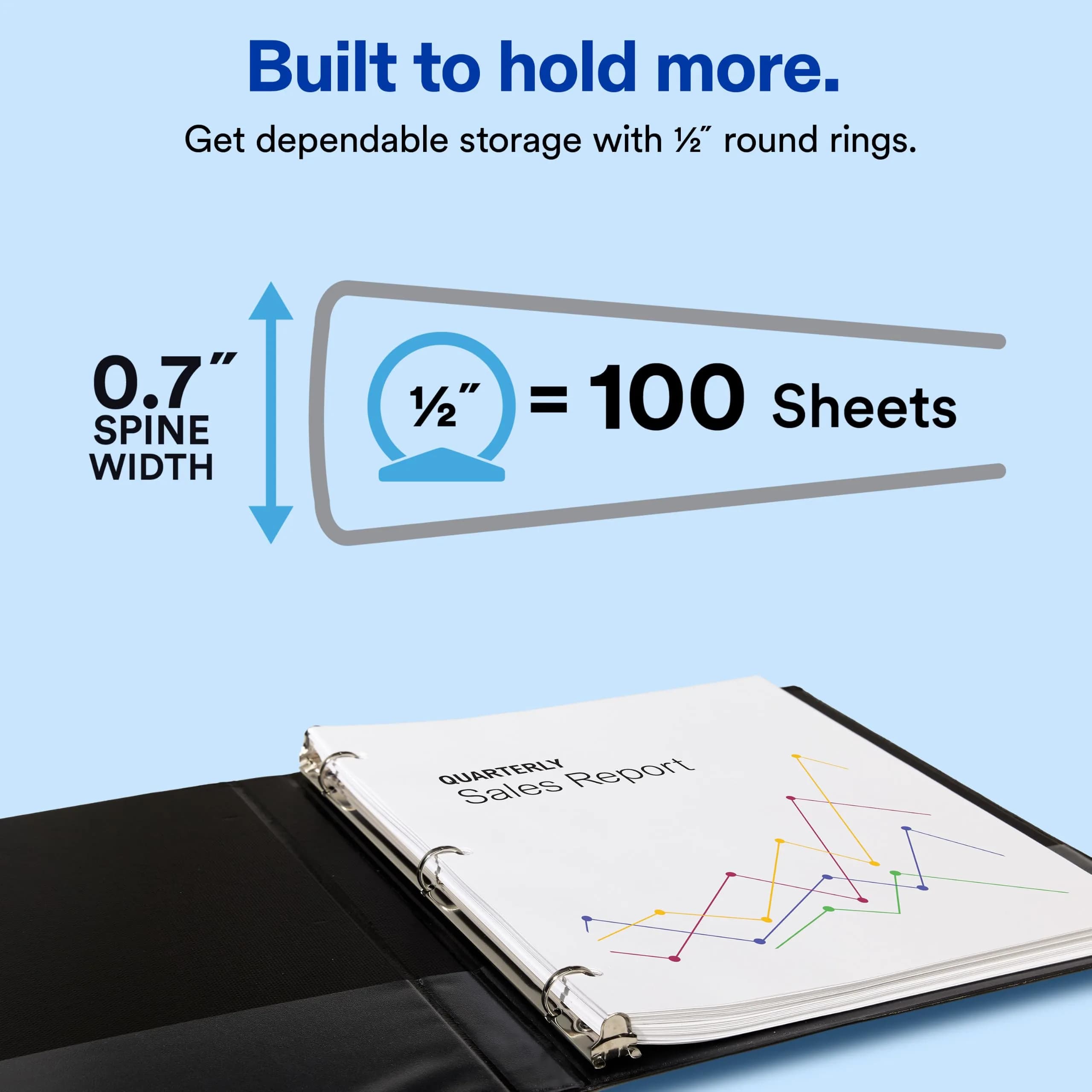 Avery Standard View 3 Ring Binder, 0.5 Inch Black Spine, 100-Sheet Capacity - view 2